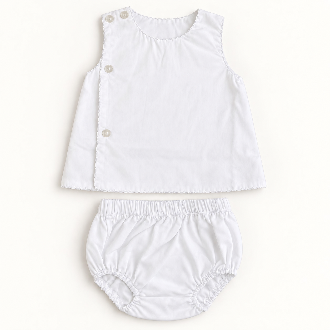 PREORDER- White Trim Diaper Set