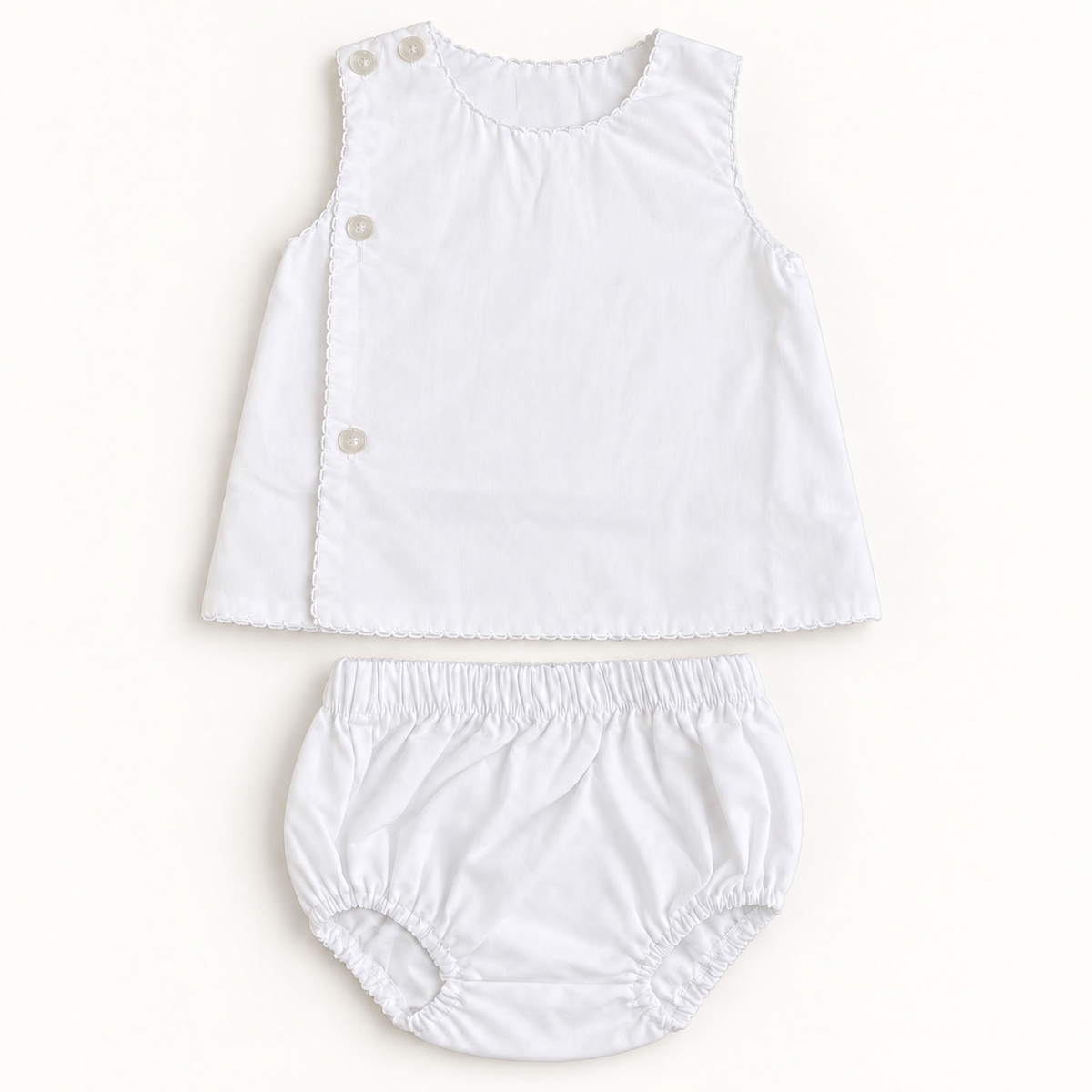 PREORDER- White Trim Diaper Set
